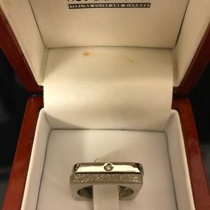 Square sterling and diamond rings